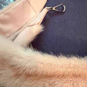 NWT MAX MARA Blush Pink Faux Fur Handbag Strap with Gold Hardware NWT